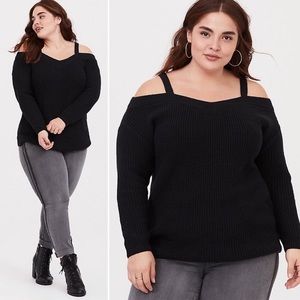 NWT TORRID Black Knit Off Shoulder Sweater Size 00